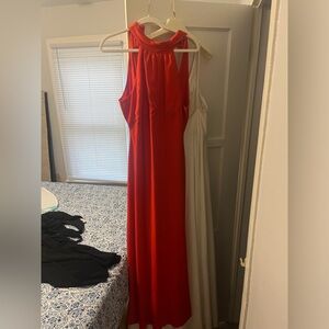 Lulu’s Precious Poise Red Orange Backless Halter Neck Maxi Dress